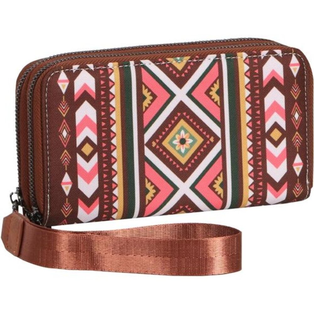 RFID Wristlet Wallet for Women Boho Western Clutch Purse Large Phone Holder